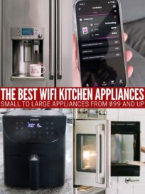 collage of images showing smart kitchen appliances