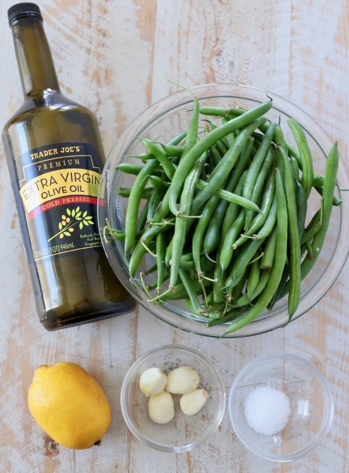 ingredients for lemon garlic green beans