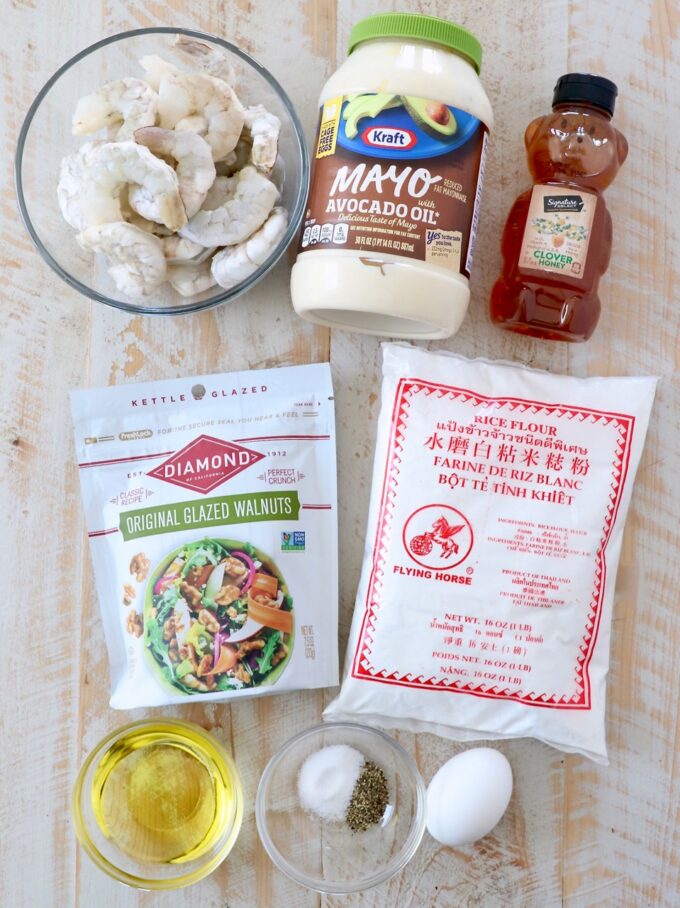 ingredients for honey walnut shrimp