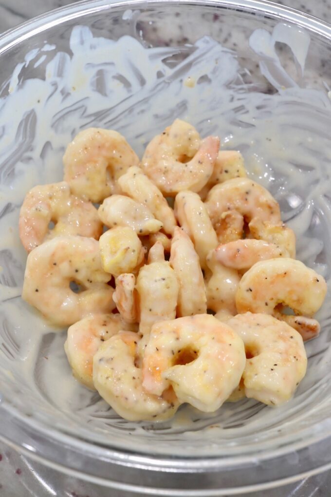cooked shrimp tossed in sauce