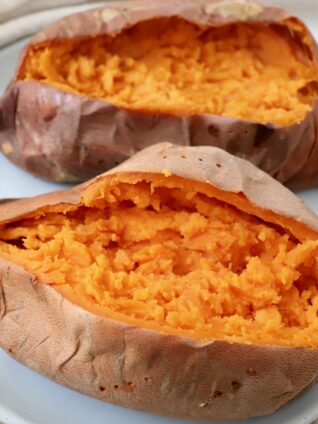baked sweet potatoes on plate