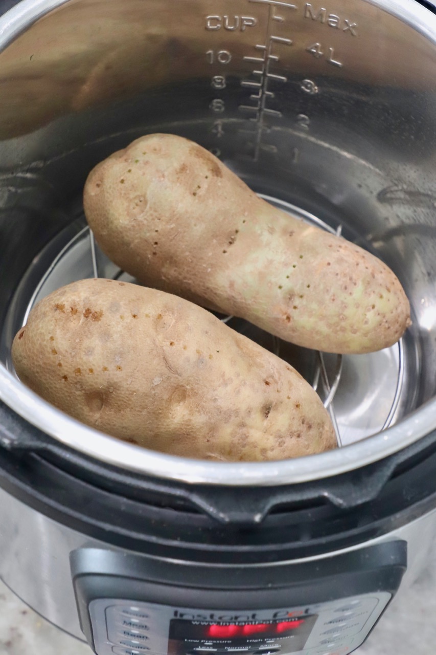 two large russet potatoes in Instant Pot