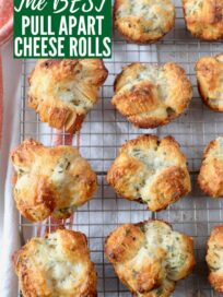 baked cheesy pull apart rolls on wire rack