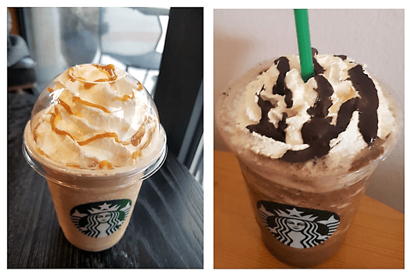 caramel and java chip Frappuccinos from Starbucks