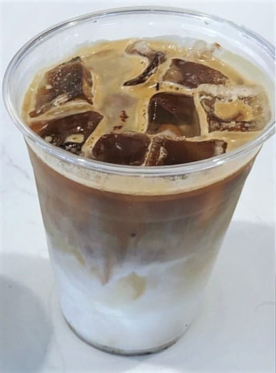 Iced Mocha, made by adding the espresso last