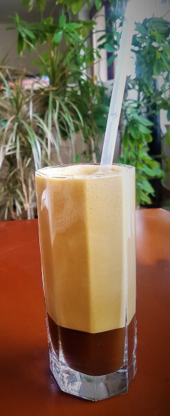 Greek Frappe, served in a tall glass