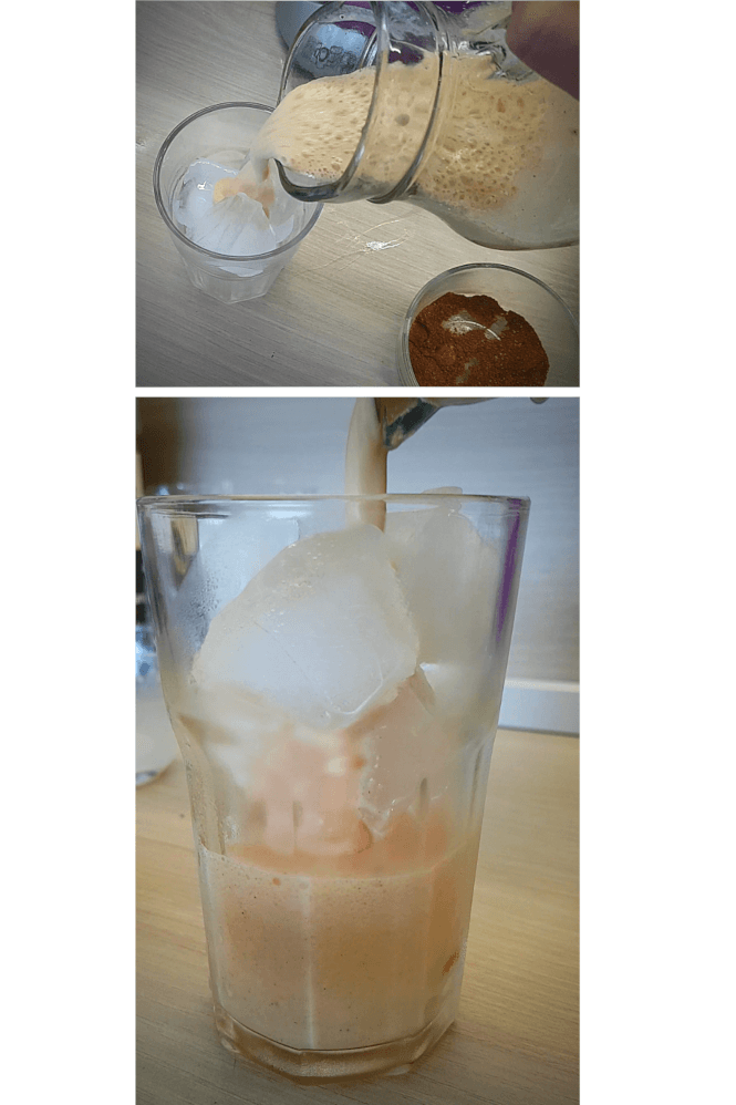 Making iced pumpkin spice latte: Step 3
