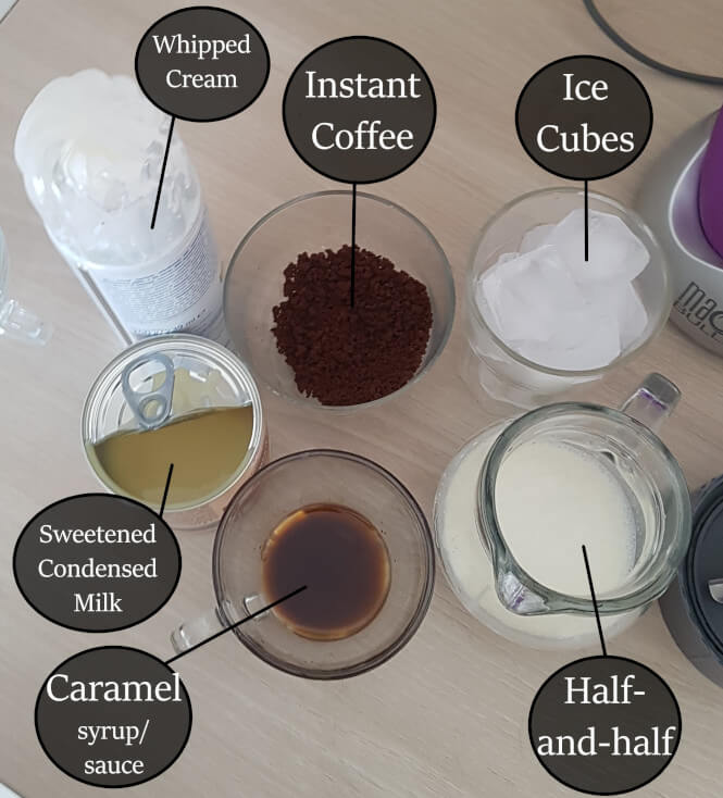 Caramel Frappuccino recipe ingredients