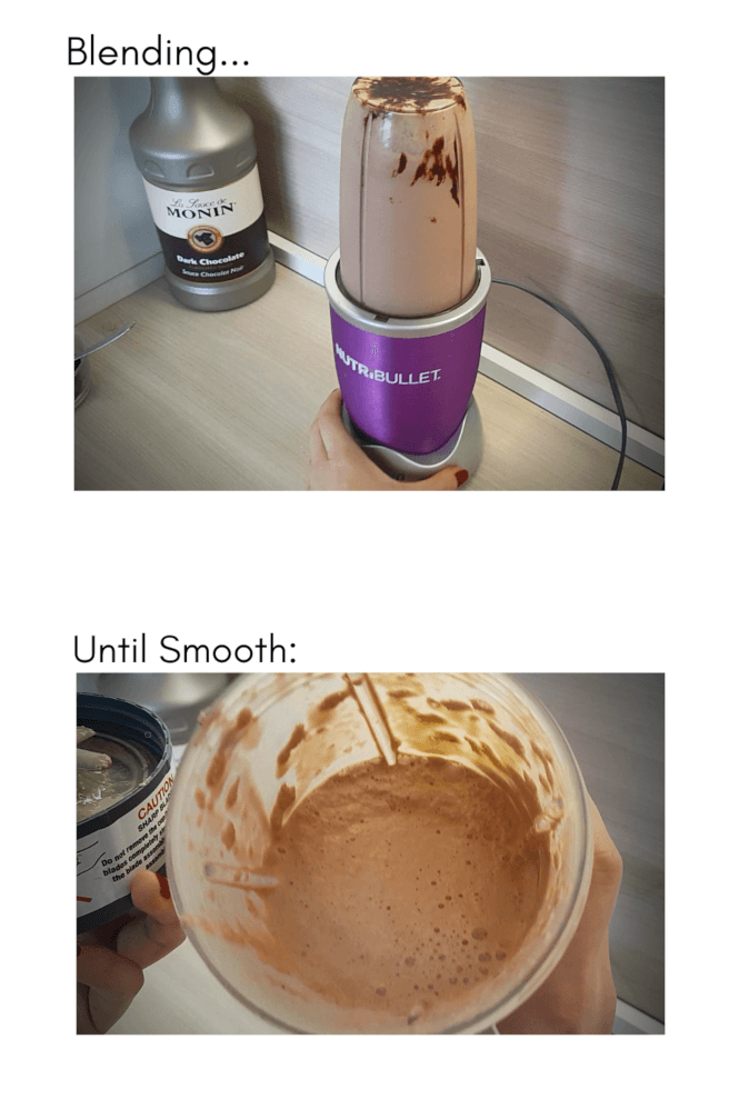 Making dark chocolate mocha frappuccino: step 2