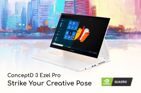 ConceptD 3 Ezel Pro (CC314-72P), Laptop Desain Konvertibel dengan Visual Lebih Nyata