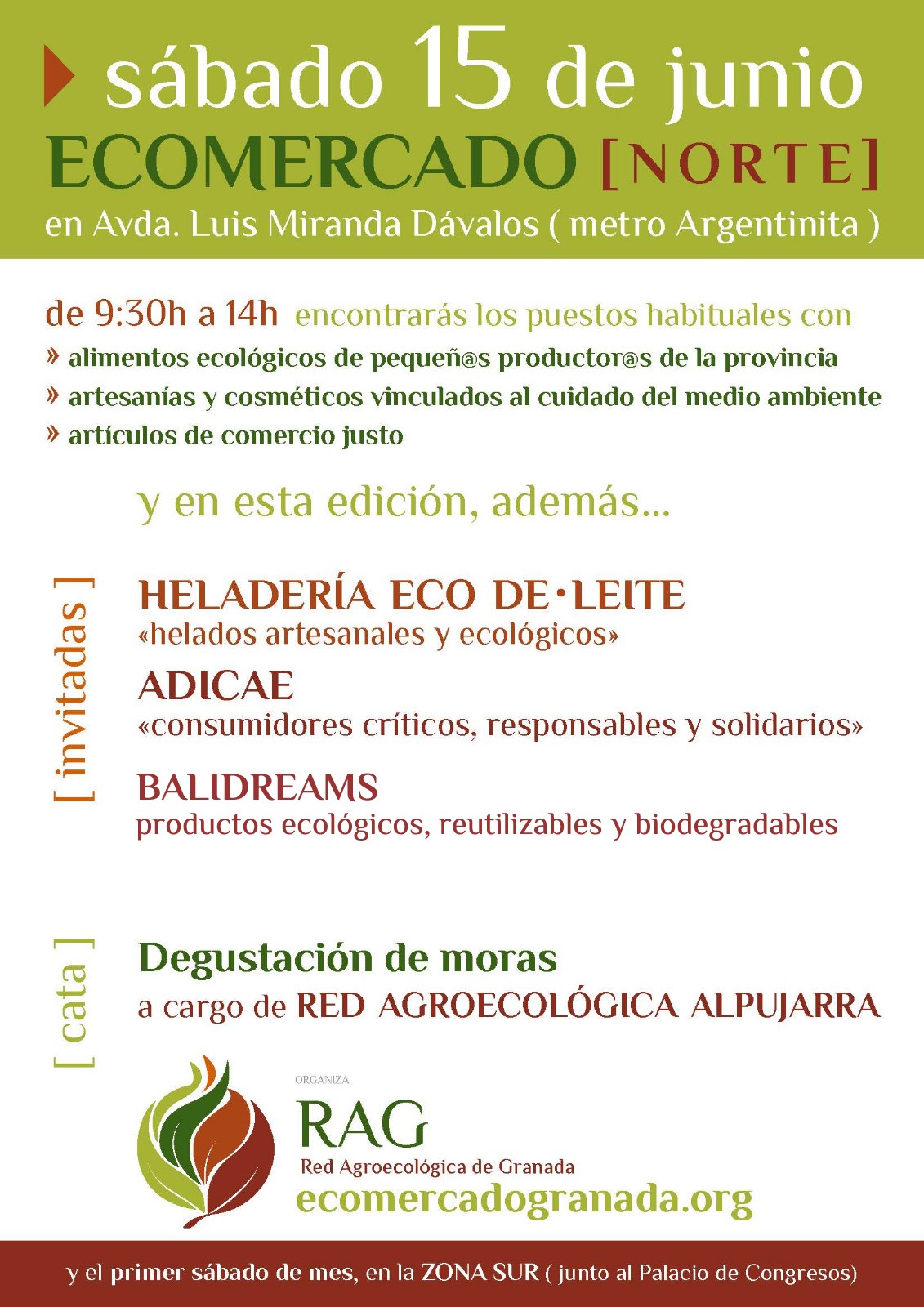 ADICAE Granada participará en el Mercado Agroecológico