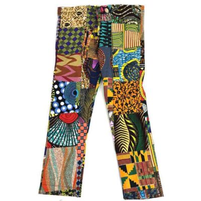 Colourful patchwork pants tailor made in Ghana