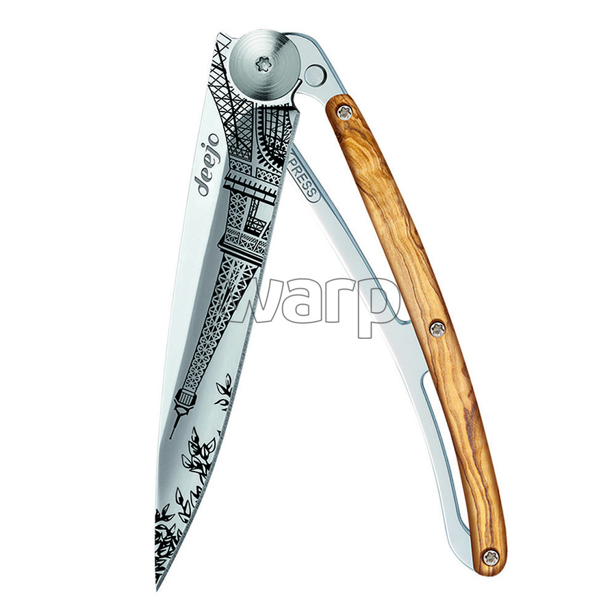 Kapesní nůž Deejo 1AB101 Tatto 37g olive wood Eiffel Tower