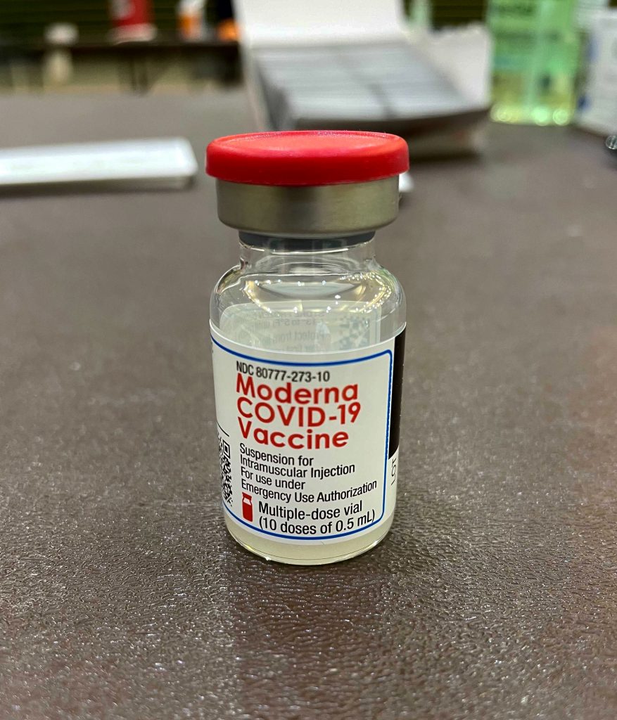A Moderna COVID-19 vaccine, one of the two vaccines that began to be administered in the US at the end of 2020. 