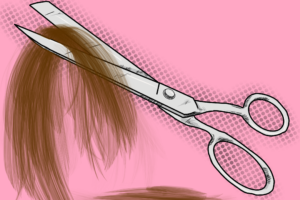 Scissors cutting hair
