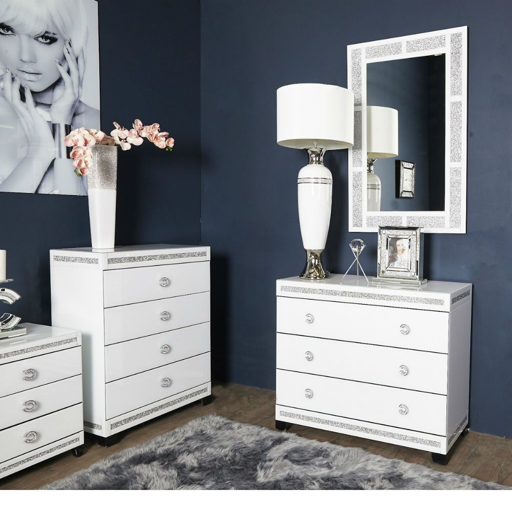 Most Current Cleo White Large Wall Mirror Rectangle Intended For Large Wall Mirrors For Bedroom (Gallery 19 of 20)