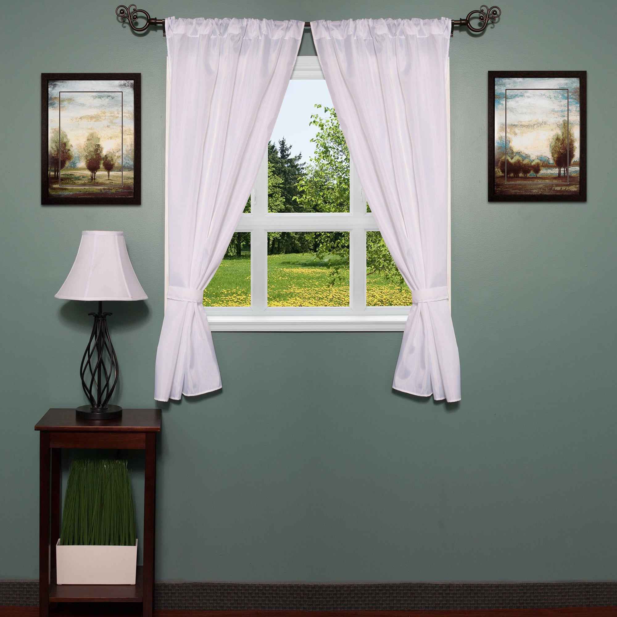 Featured Photo of Classic Hotel Quality Water Resistant Fabric Curtains Set With Tiebacks
