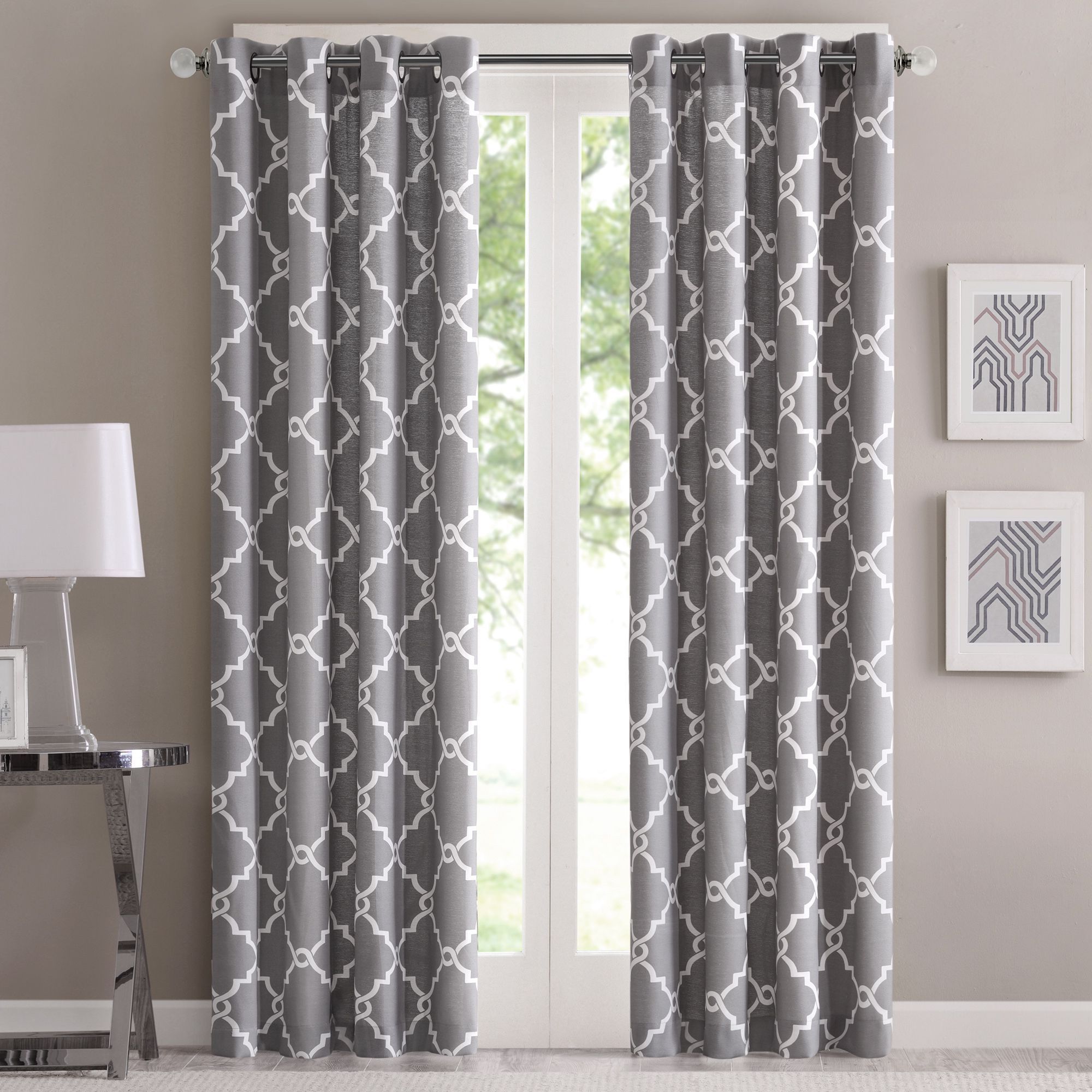 Featured Photo of Fretwork Print Pattern Single Curtain Panels