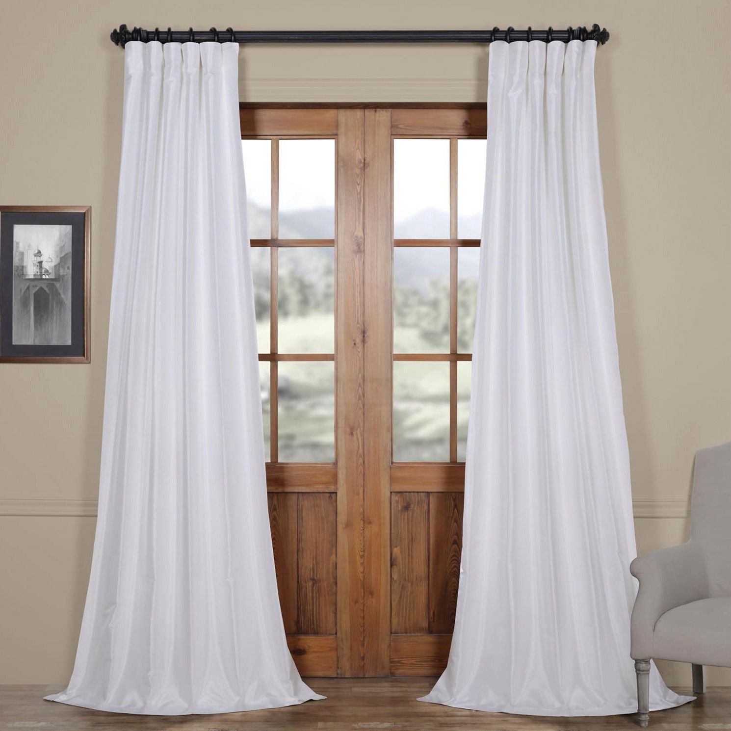 Featured Photo of Ice White Vintage Faux Textured Silk Curtain Panels