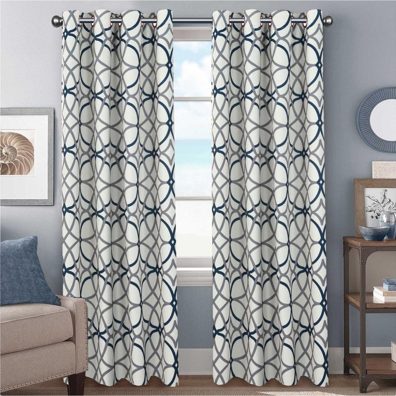 Featured Photo of Primebeau Geometric Pattern Blackout Curtain Pairs