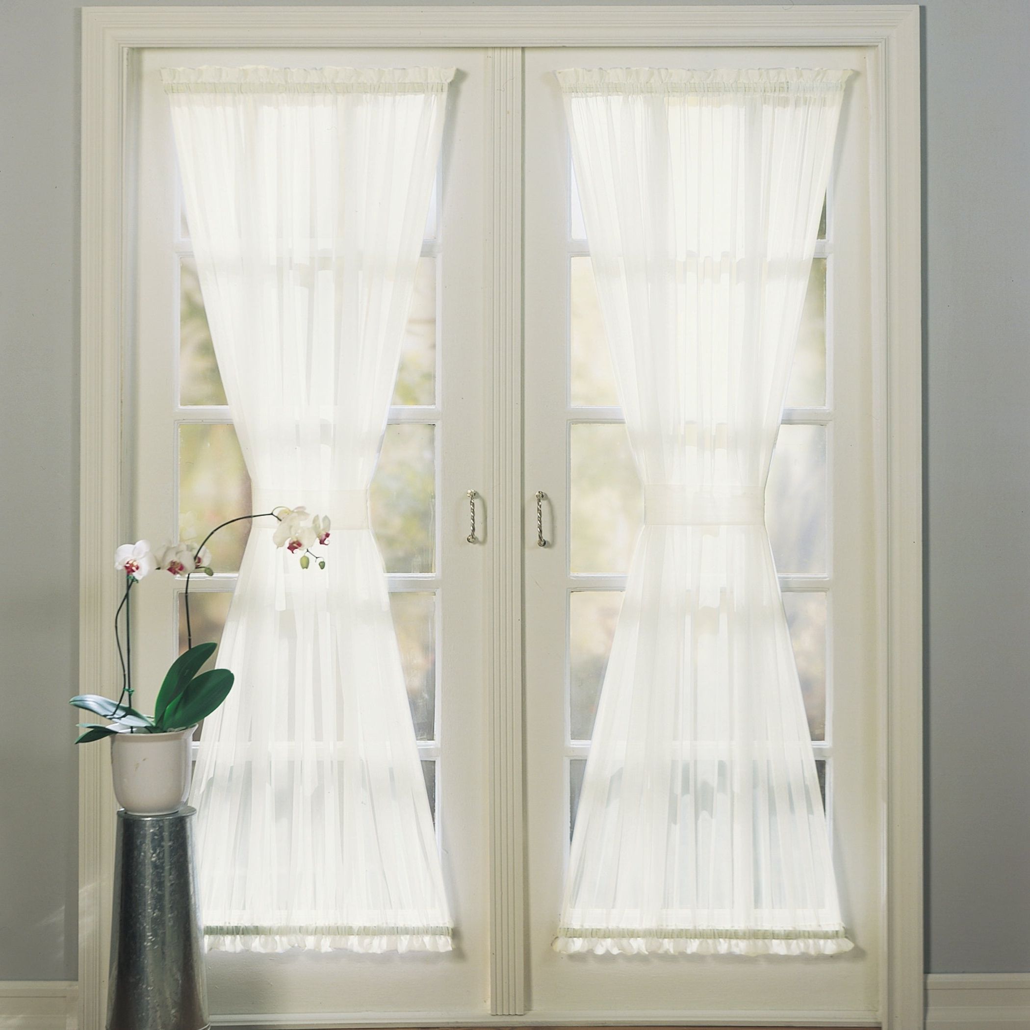 Featured Photo of Emily Sheer Voile Solid Single Patio Door Curtain Panels