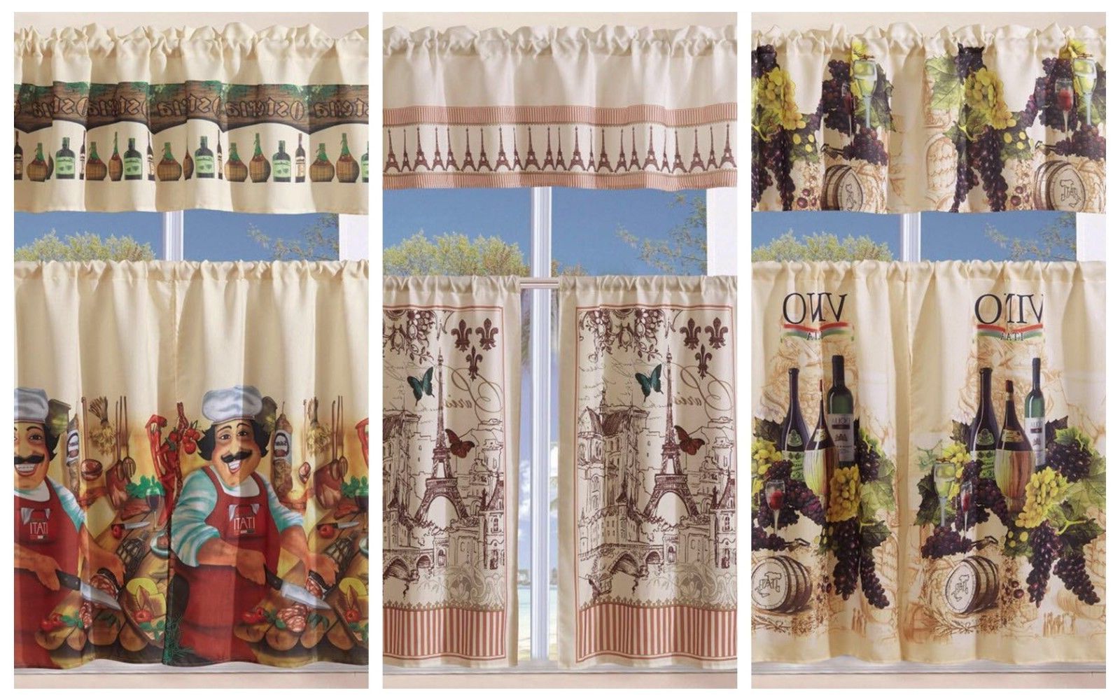 Featured Photo of Grace Cinnabar 5 Piece Curtain Tier And Swag Sets