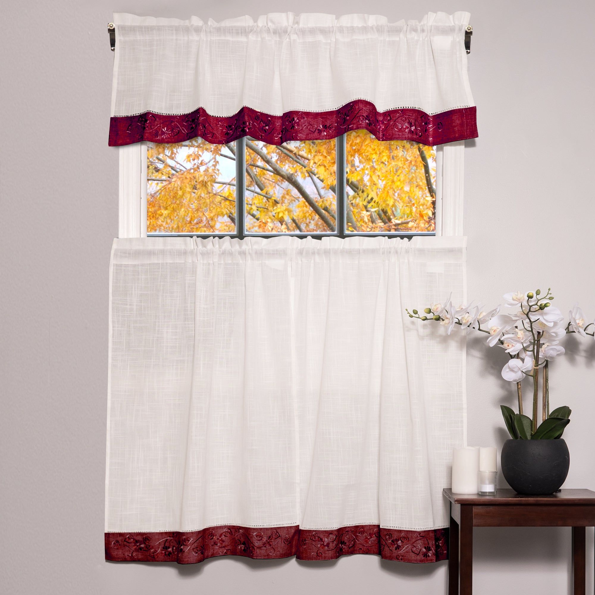 Featured Photo of Oakwood Linen Style Decorative Curtain Tier Sets