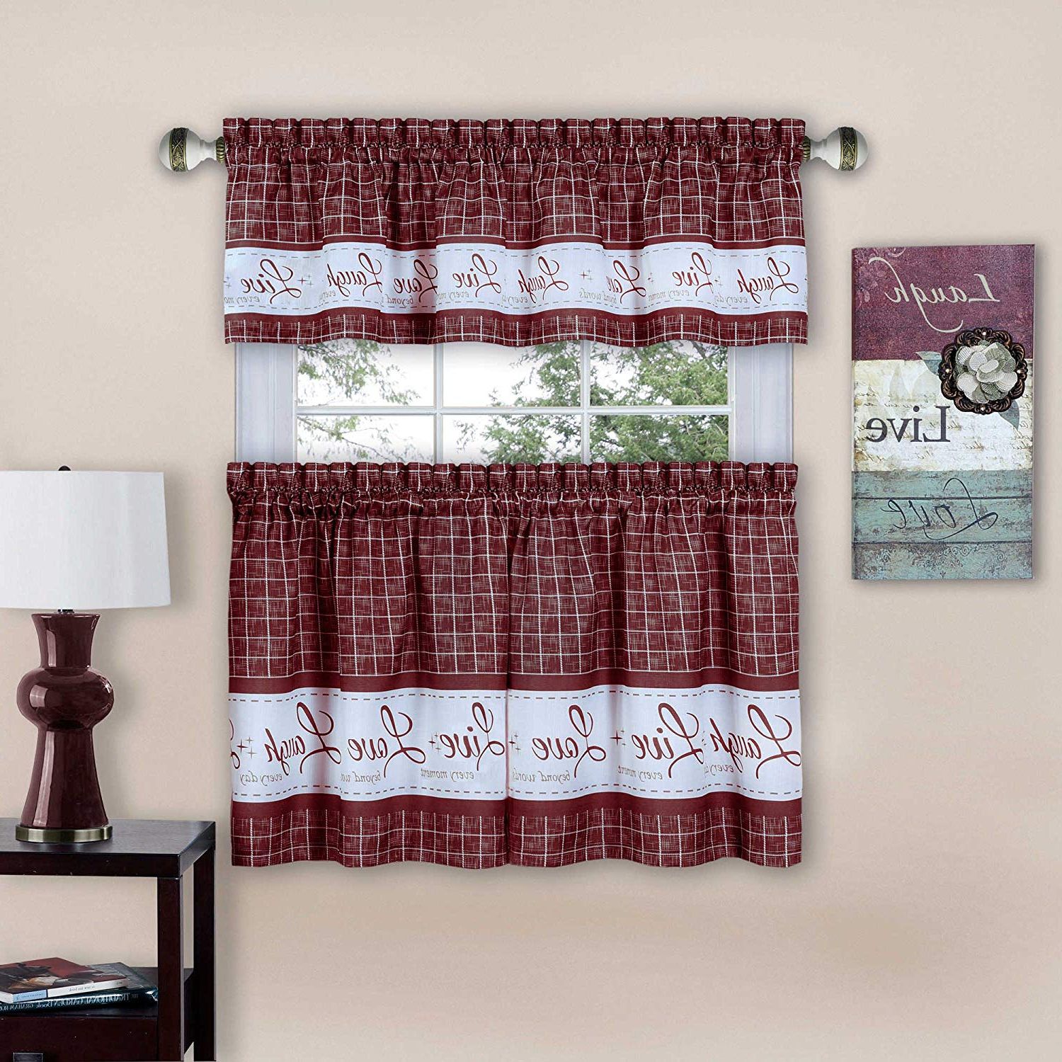Featured Photo of Live, Love, Laugh Window Curtain Tier Pair And Valance Sets