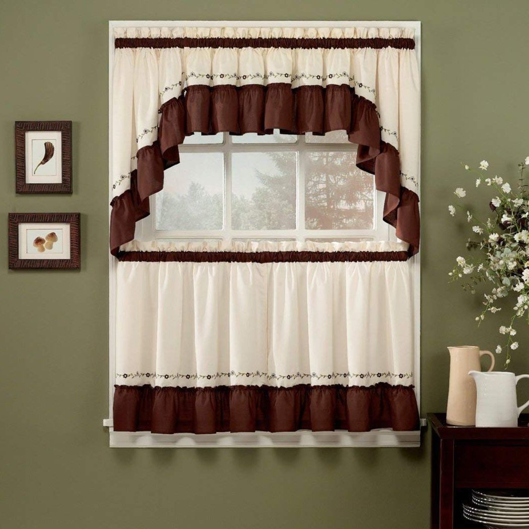 Featured Photo of Chocolate 5 Piece Curtain Tier And Swag Sets