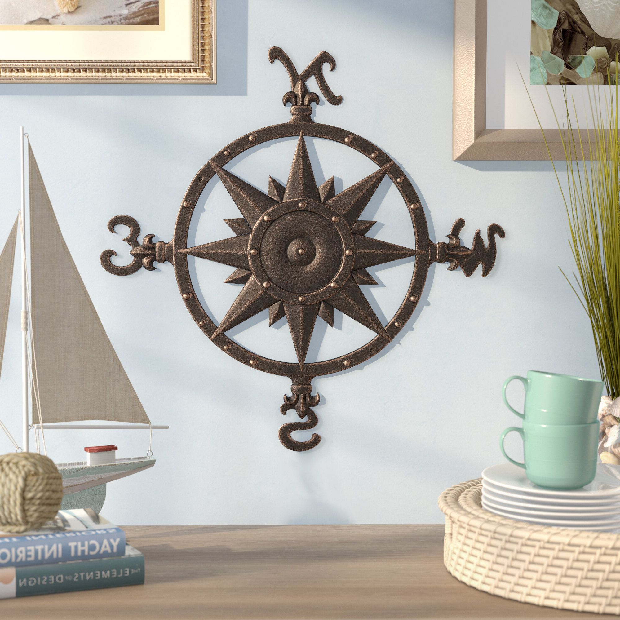 Featured Photo of Compass Metal Wall Décor By Beachcrest Home