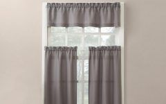 Solid Microfiber 3-piece Kitchen Curtain Valance and Tiers Sets