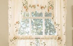 Floral Lace Rod Pocket Kitchen Curtain Valance and Tiers Sets