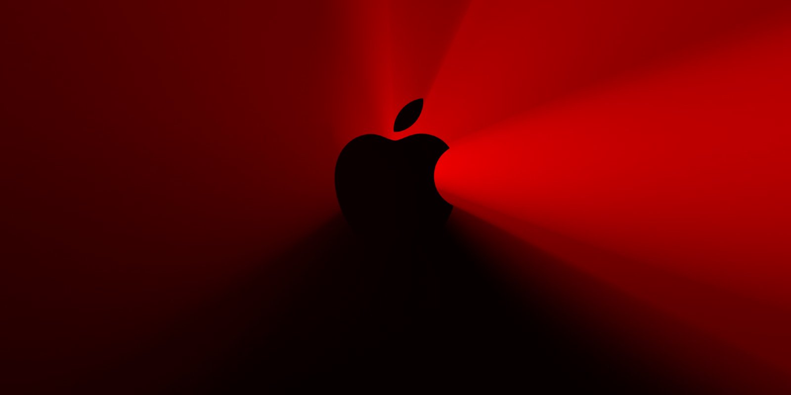 Apple logo in red background
