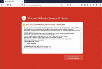 Windows Defender Browser Protection Tech Support Scam Image