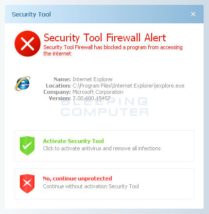 Fake firewall alert