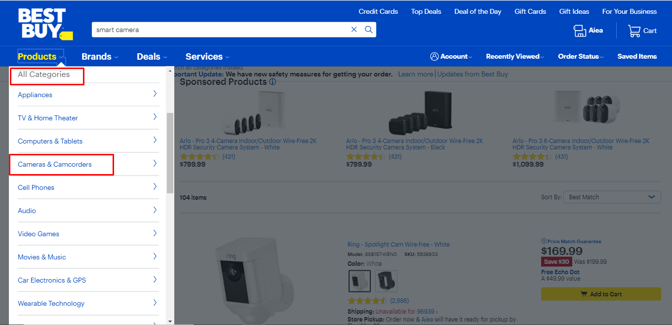 une capture d'écran des options des pages de catégorie d'une boutique en ligne
