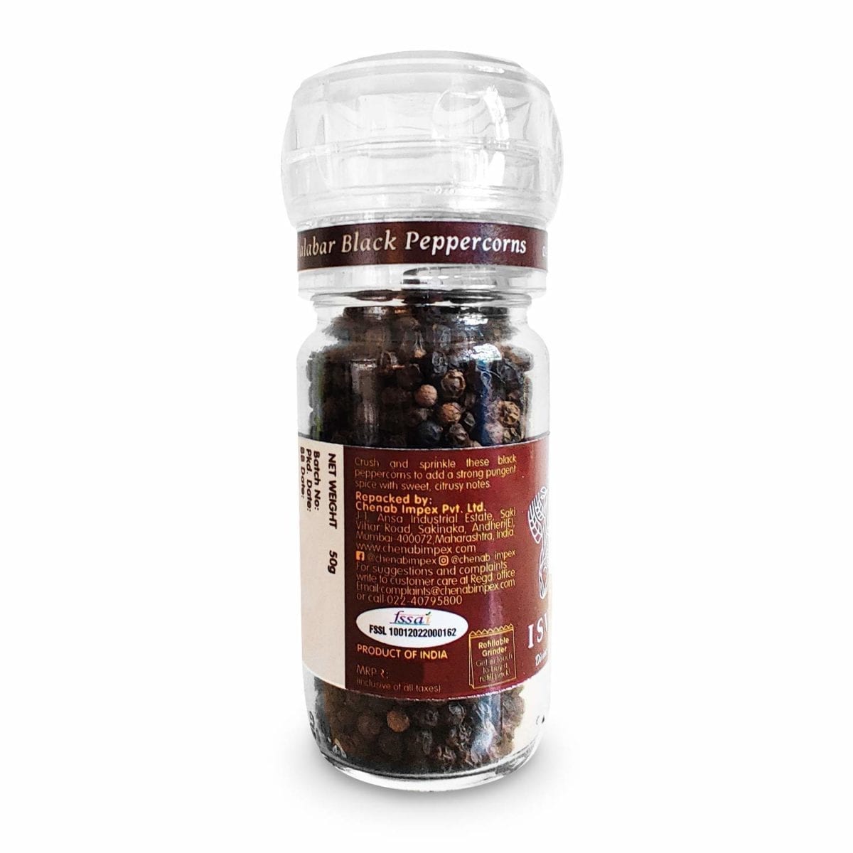 isvaari-fairtrade-malabar-black-peppercorns-in-grinder-50g