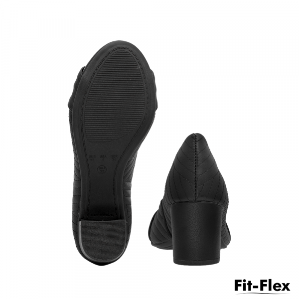 Sapato Social Fit-Flex Pespontos Preto