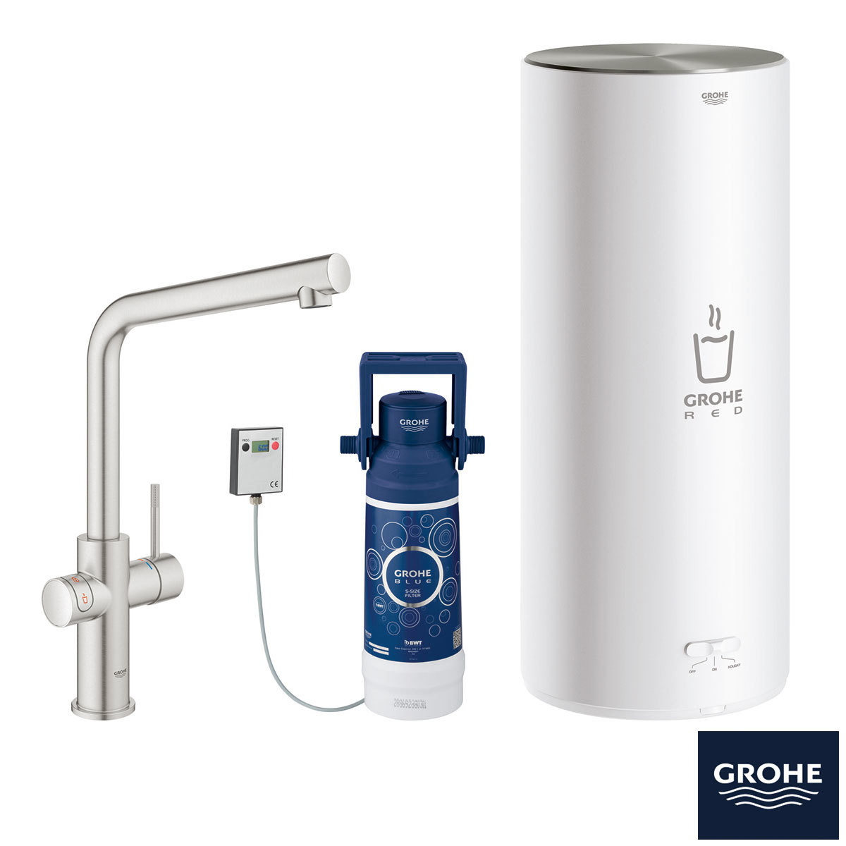 Grohe Red Duo 3 In 1 Instant Steaming Hot Water Filter Kitchen Tap