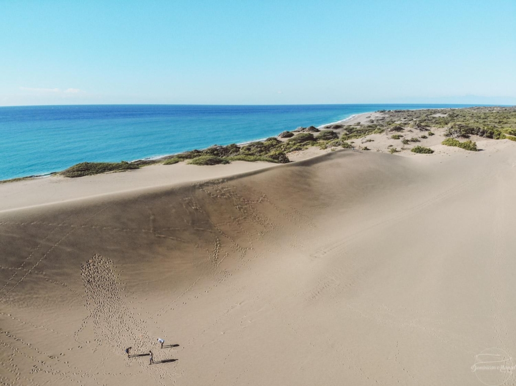 The beautiful Las Dunas de Bani sand dunes overlooking the ocean.