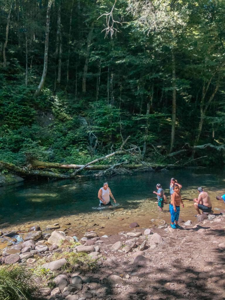 swimming in another part of the blue hole along a stream down the catskills