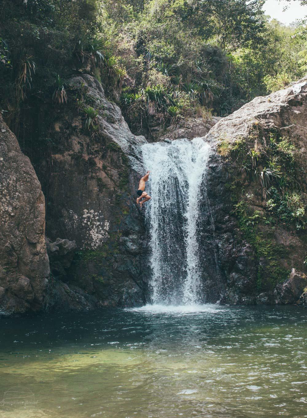 The Salto Secreto waterfall in the Jarahacoa region of the Dominican Republic.