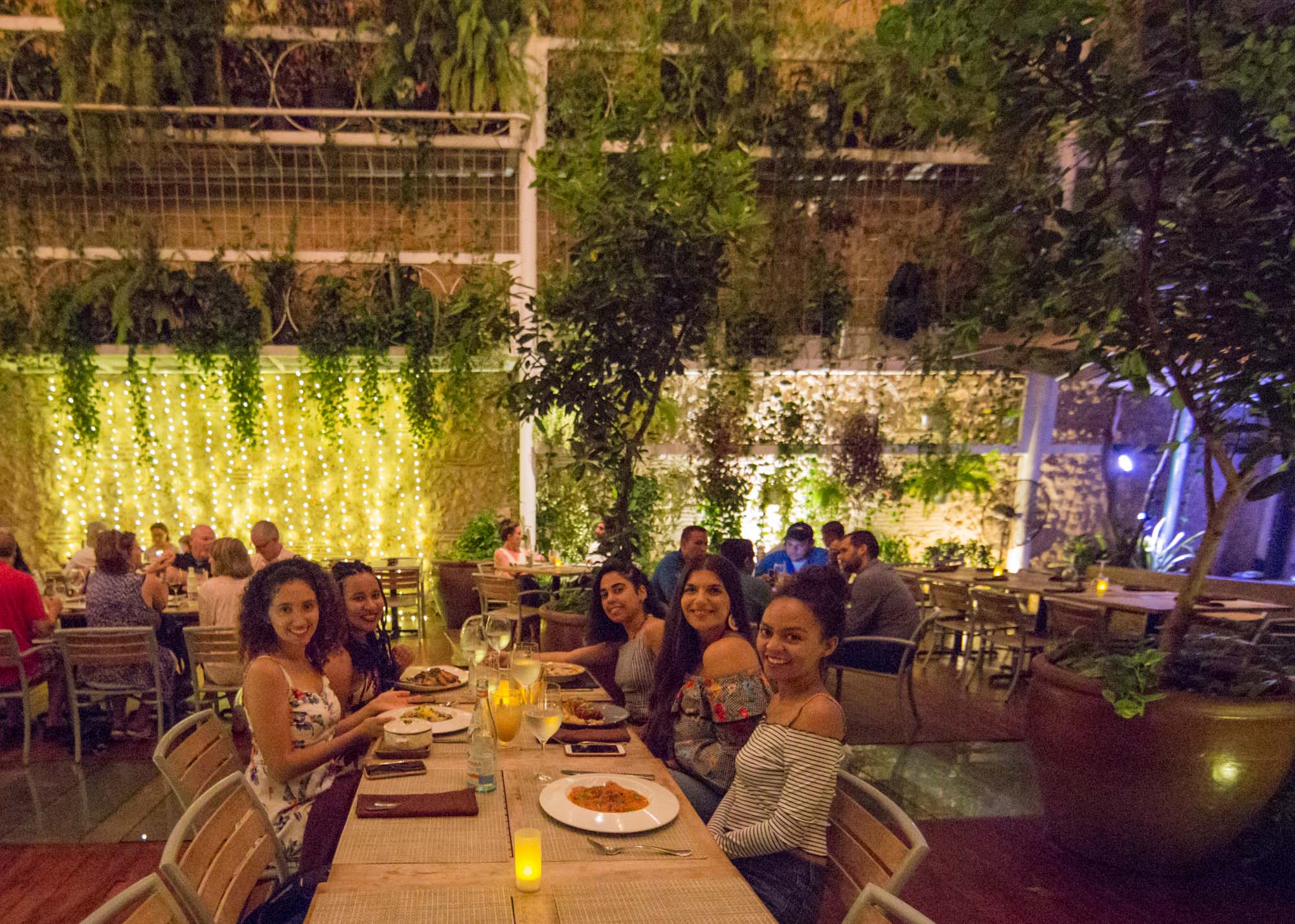 A group of women dining at one. of the best restaurants in Santo Domingo.