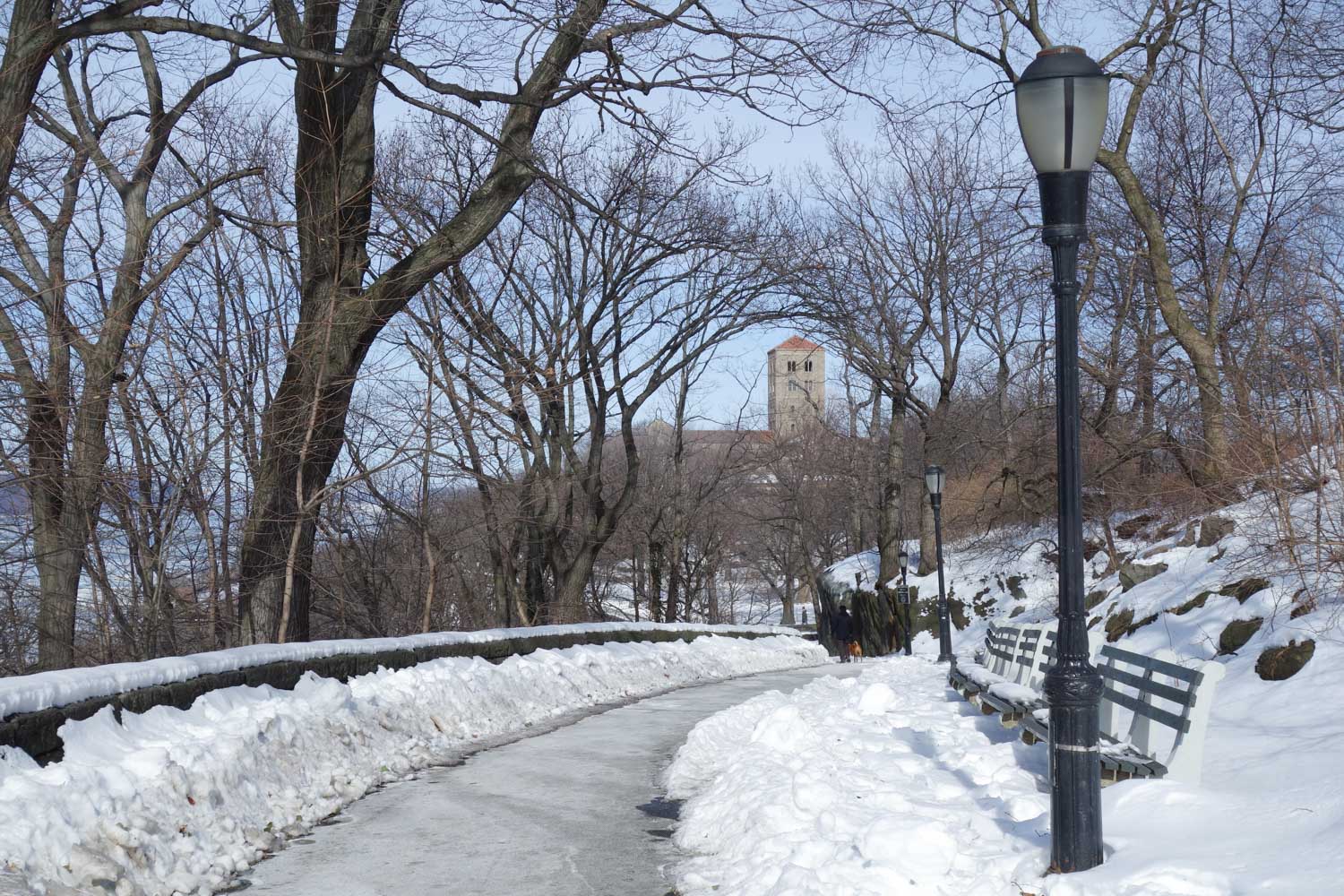 Snowy Fort Tryon Park, New York City in December