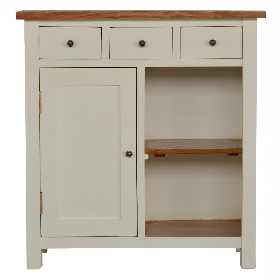 Fashionable 2 Toned Painted Wood Kitchen Unit – 3 Drawers & 1 Door – Lm Furnishings Throughout Open Shelf Brass 4 Drawer Sideboards (Gallery 3 of 20)
