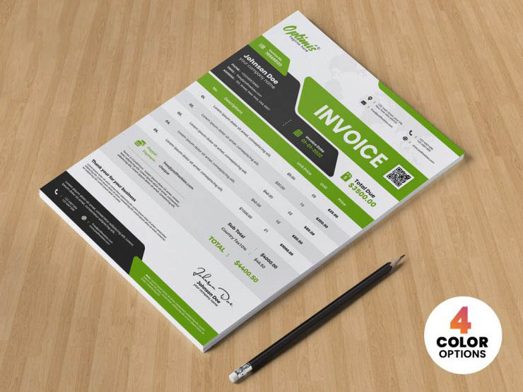 A4 Size Business Invoice Template PSD
