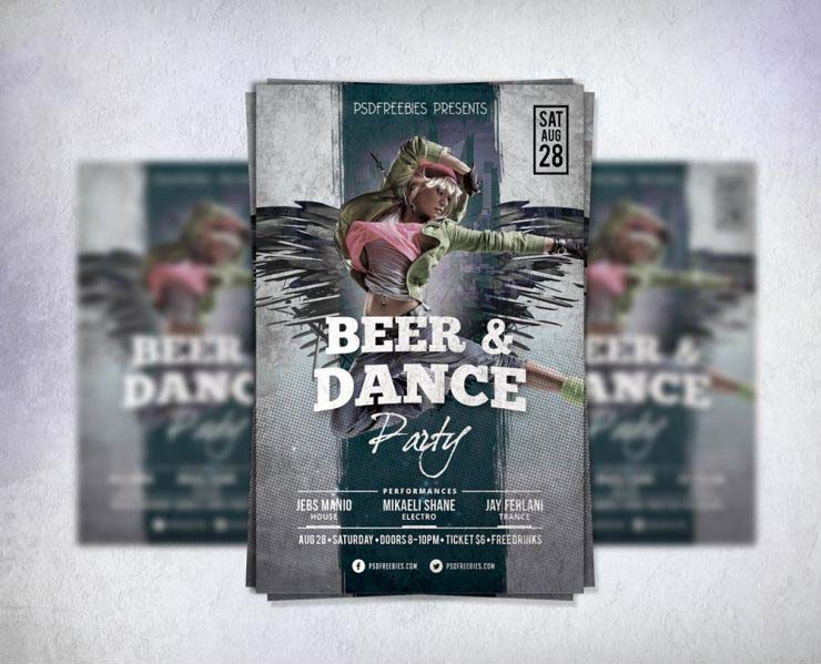 Dance Party Flyer Template Free PSD
