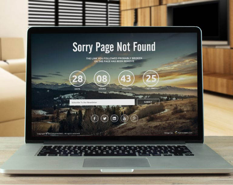 Coming Soon or 404 page with Counter Set PSD
