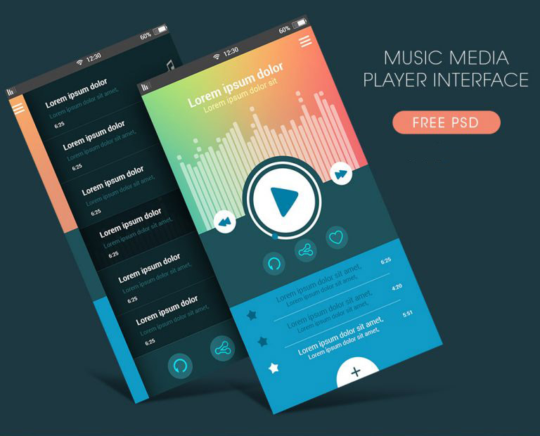 Music Media Player App Interface Free PSD
