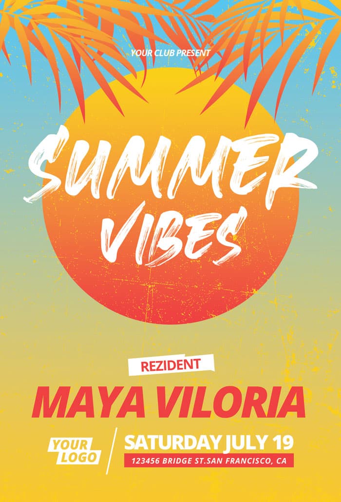 Free Summer Vibes Party Vol. 1 Flyer Template
